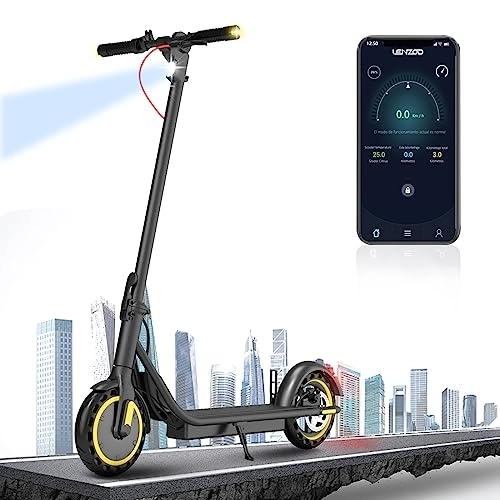 Electric Scooter : Electric Scooter for Adults, 350 W Motor, 30 km Range, Max Speed 25 km / h, 10 inch Solid Tyre, Wide Pedal, Double Braking System and App Control