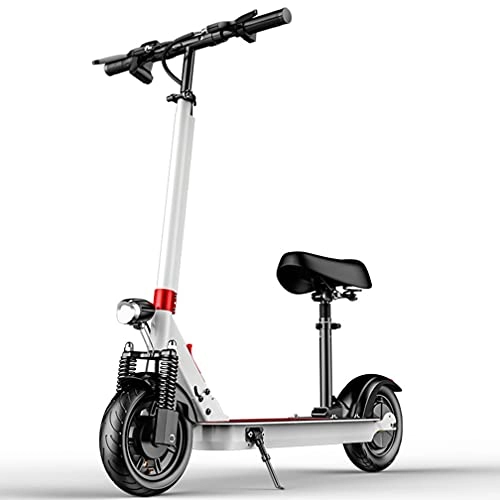 Electric Scooter : Electric Scooters Adult with Seat 350W, Off Road Tire Max Speed 30km / h, 30 km Long-Range, Battery 8Ah urban Commuter Foldable E- Scooter for Adults and Young People, Black