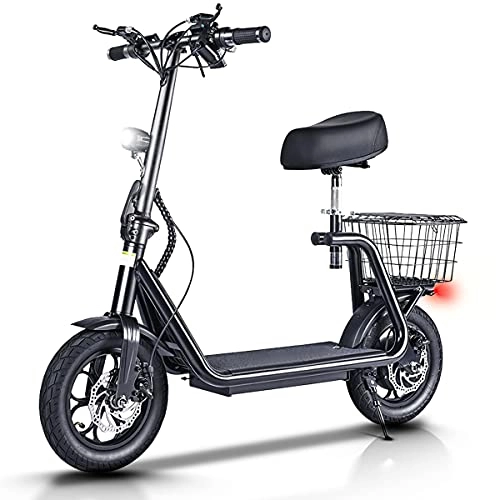 Electric Scooter : Electric Scooters Adult with Seat 500W, 12 inch off road Tire Max Speed 45km / h, 40 km Long-Range, Battery 11Ah urban Commuter Foldable E- Scooter for Adults
