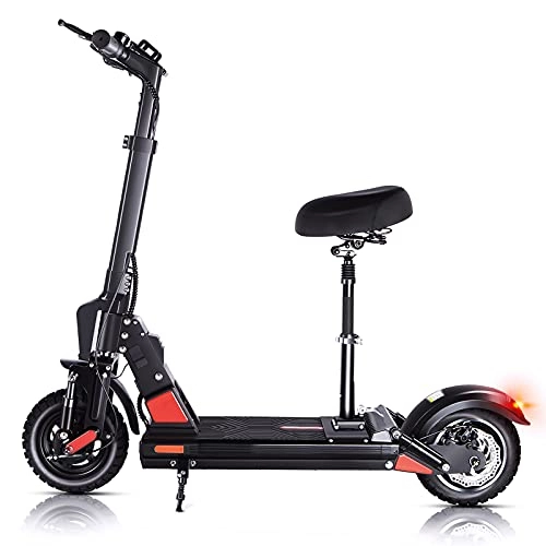 Electric Scooter : Electric Scooters Adults,  500W Motor, 45KM Long Range, 50 kmh Folding E Scooters with Seat and Electronic Horn LCD Display Screen, Headlight,  10 inches Pneumatic Tires -C1 Pro