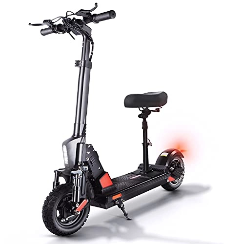 Electric Scooter : Electric Scooters Adults,  500W Motor, 45KM Long Range, 50 kmh Folding E Scooters with Seat and Electronic Horn LCD Display Screen, LED Turn Signal,  10 inches Pneumatic Tires -C1 Pro