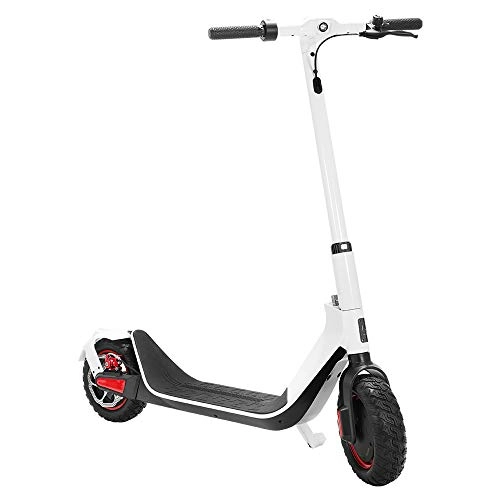 Electric Scooter : ELLBM KUGOO Electric Scooter, 10" Off-road Pneumatic tyre Folding Commuter E-Scooter - 500W Brushless Motor -10Ah Battery - 3 Speed Modes - Max Speed 35KM / h - APP Control (White)