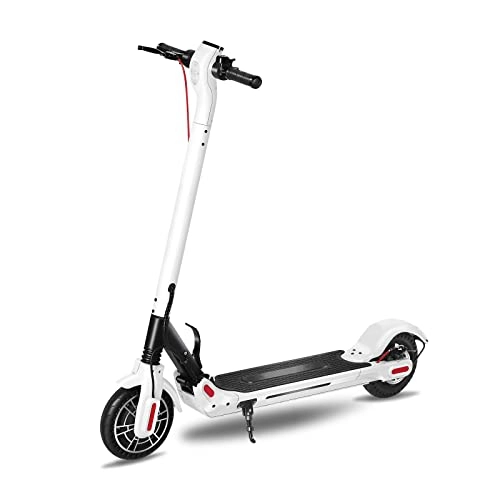 Electric Scooter : Foldable Electric Scooter for Adults, Scooter with APP Control, 25 km / h Maximum Speed, 30km Long Range, Commuting Motorized Scooter with LED Display, 350W Motor, 8.5 Inch Pneumatic Tyres, White