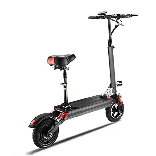 Electric Scooter : FUJGYLGL Adult Foldable Electric Scooter with Seat 10-inch Pneumatic Tires 25km / H Double Brake System Suitable for Adults and Teenagers