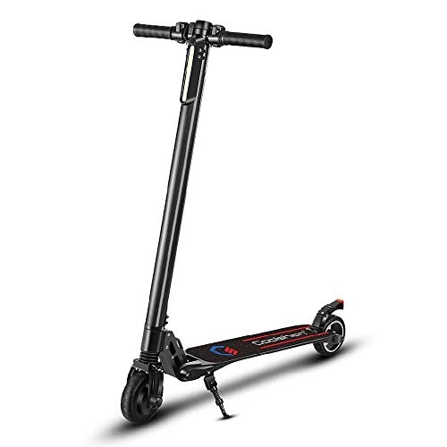 Electric Scooter : FUJGYLGL Carbon Fiber Electric Scooter, Foldable 250W High Power 5.5 Inch Solid Tire with LCD Display 24V Battery Maximum Speed 28km / H
