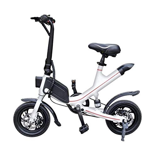 Electric Scooter : FUJGYLGL Electric Scooter, Electric Bike With 12 Shock-Absorbing Tires Foldable 30Km Running Distance With Seat Maximum Speed 25Km / H Adult-White