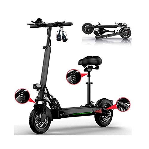 Electric Scooter : FUJGYLGL Foldable Adult Electric Scooter, Double Shock Absorption Super Strong Endurance Detachable seat Lightweight Aluminum Alloy 10 inch Folding Bike