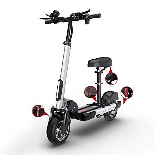 Electric Scooter : FUJGYLGL Portable Electric Scooter with Seat Support USB Phone Charging LCD Display, 400W Motor Speed 55 Km / H Height-adjustable Commuter Scooter