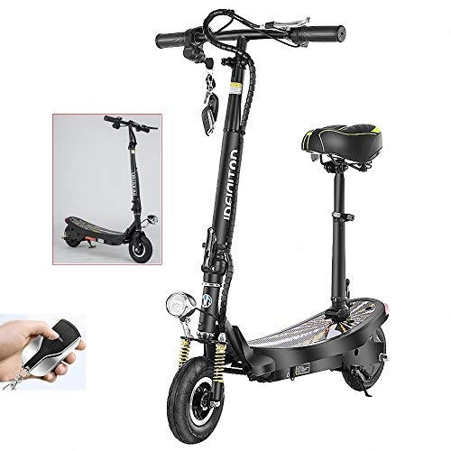 Electric Scooter : FZ FUTURE Rechargeable Electic Scooter, Electric Scooters, Portable Folding Powerful 350W Motor, LED Lights and Detachable seat, Intelligent remote control, for Adults and Kids, Black