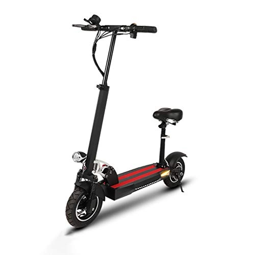 Electric Scooter : H-CAR QW Electric Scooters Adult 500W Motor Adjustable Height, 40-50 km Long-Range Battery, with 13 Inch Air Filled Tire, 3 Speed Modes, Folding Commuting Scooter with Seat and 48V Battery, black XX