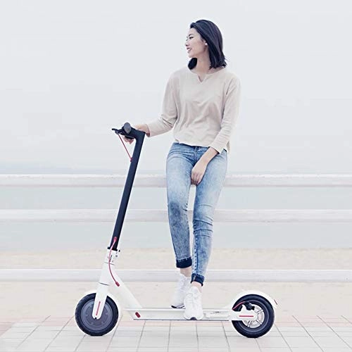 Electric Scooter : Haojiechunxiang Electric Scooter Battery Life of 30 Kilometers, 8.5 Inches of Tires, Convenient And Fast, Easy To Work, Size: 108X43x49cm, White, 30KM