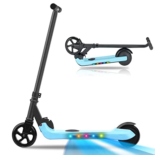 Electric Scooter : HappyBoard HST Kids Electric Scooter E Scooter Kids Kick Electric Scooter with LED Light, 200W, up to 6KM / h, Foldable for Kids (Blue)