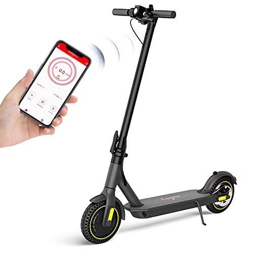 Electric Scooter : HAPPYRUN Electric Scooter, Foldable E Scooter with 10’’ Honeycomb Tyres, Bluetooth Control, 35km Max Distance, Up to 25km / h, 350W Motor, LCD Display, for Adult or Young, Grey