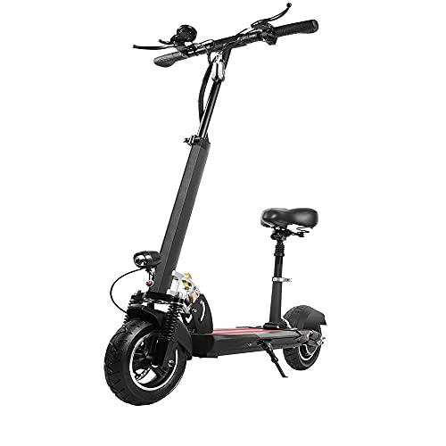 Electric Scooter : Helmets Electric Scooter Adult Foldable 10Inch, Height Adjustabe Folding E-scooter 350W, 35km / h Top Speed, Electric Scooter for Adult, Town and City Commuter-Black driving distance: 25-80km