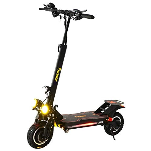 Electric Scooter : Helmets Folding Electric Scooter, Adult Off-road Electric Scooter, 800W Dual Motors, Top Speed 55KM / H, 10-inch Off-road Tires 55KM, Maximum Load 200KG