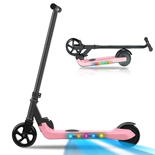 Electric Scooter : HST Kids Electric Scooter E Scooter Kids Kick Electric Scooter with LED Light, 200W, up to 6KM / h, Foldable for Kids (Pink)
