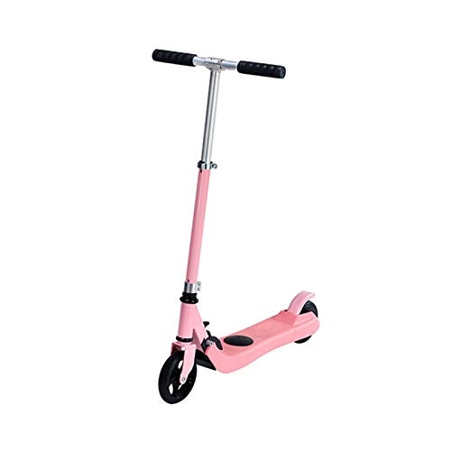 Electric Scooter : Huachaoxiang Electric Scooter Ultralight, Children's Pedal Roller Two-Wheel Resistance Kids Electric Roller Mini Foldable Scooter The Aluminum Foot Brake Makes It Easier for The Driver To Stop, Pink