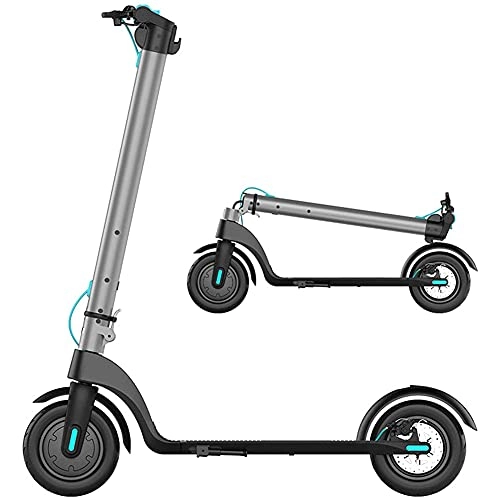 Electric Scooter : J&LILI Electric Scooter, 350W Foldable Electric Scooter with LCD Display, Maximum Speed 32 Km / H Stadtkreuzfahrt-Electric Scooter, 10-Inch Vacuum Tire, Replaceable Battery, Gray, 5AH