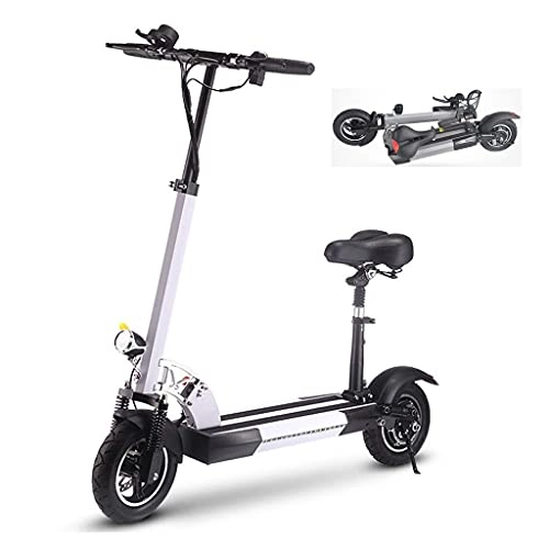 Electric Scooter : JLKDF Electric Scooter for Adult, Scooter with Detachable Seat, 500W Motor LCD Display 3 Speed Modes 60Km Endurance, Max Speed To 40Km / H, White