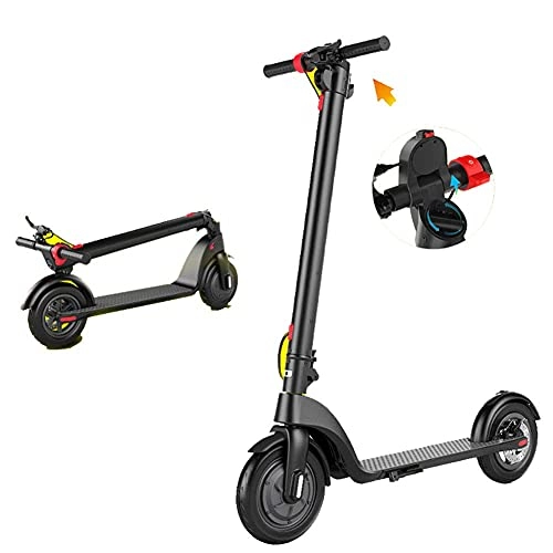 Electric Scooter : JLKDF Folding Electric Scooter for Adults, Max Speed 32km / h, Air Filled Tires, 120 kg Maximum Load, UltraLight Foldable E-Scooters for Adults and Teens, Intelligent LED Display and Front Light, Black