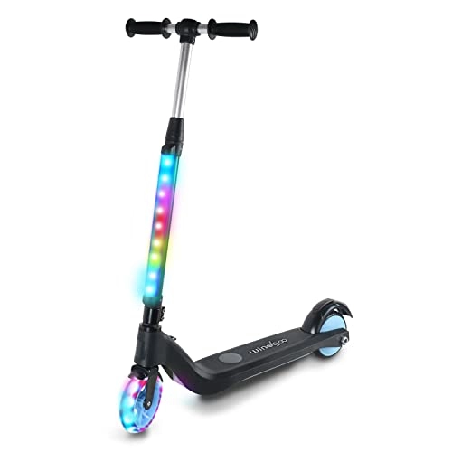 Electric Scooter : Kids Electric Scooter, Electric scooter for kids with Colorful LED Lights , Windgoo M1 Foldable Electric Scooter for Kids ages 6-10-Black
