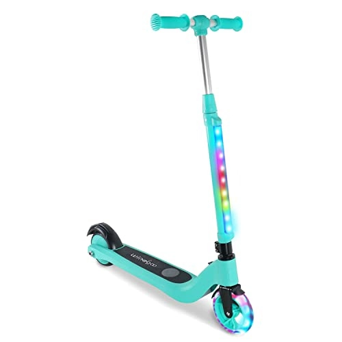 Electric Scooter : Kids Electric Scooter, Electric scooter for kids with Colorful LED Lights , Windgoo M1 Foldable Electric Scooter for Kids ages 6-10-Green