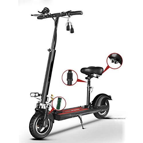 Electric Scooter : LFLDZ Electric Scooter, Foldable Product of Adult Scooter with 150KM Endurance Foldable Commuter Scooter with Big Wheels Christmas Adults / Teenagers / Children, Black