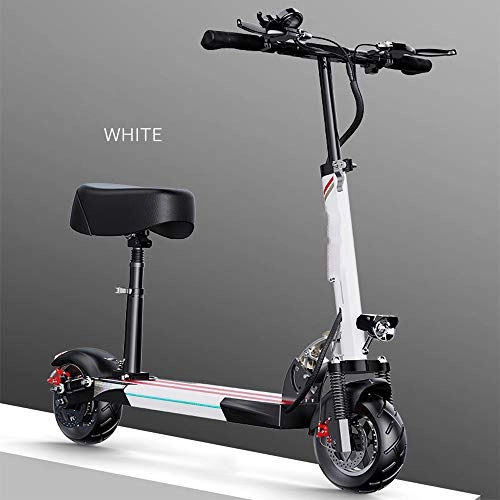 Electric Scooter : LFLDZ Electric Scooter, Folding Mini Electric Car Adult Battery Car Small Scooter Lithium Battery Life 80-100 Km Portable Scooter Foot Folding, White