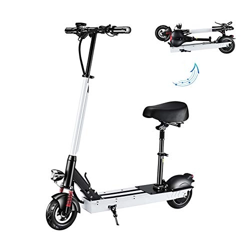 Electric Scooter : LJJLJJ Electric Scooter Adult, Foldable E-Scooter Portable &Lightweight Design, 350W Motor Up, Light With Lcd-Display, Electric Brake For Adult, White, 35to50km