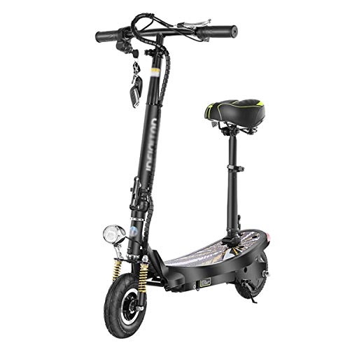 Electric Scooter : LJP Electric E Scooter Adult Commuting Scooter With Seat Easy To Carry Foldable Height Adjustable 350w Motor Maximum Speed 35km / H (Color : Black)