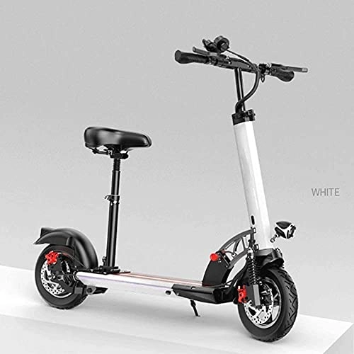 Electric Scooter : LLKK Scooter universal electric sliding exercise 10 inch 36V 500W maximum speed 40km / h light foldable electric adult (Color : White)