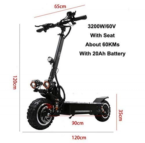 Electric Scooter : LUO 3200W Dual Suspensions Max Speed 90Km / H Off Road Motorcycle Electric Scooter for Adults, 3, 2