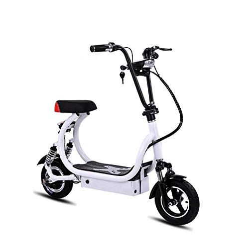 Electric Scooter : LUO Scooter, Adults 24V350W Electric Scooter, Portable and Foldable with Large-Capacity Storage Basket Anti-Theft Lock and Installation Tool, Black, 10 inch, White, 10 inch