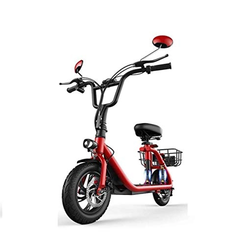 Electric Scooter : LUO Scooter, Adults Foldable Electric Scooter, 48V 8Ah 500W Portable Electric Scooter, LCD Display / 1-3 Gears / USB Mobile Phone Fast Charge, Red, Red