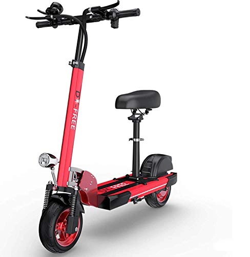 Electric Scooter : LUO Scooter, Adults Folding Electric Scooter, 500W 48V, LCD Display / 1-3 Gears Adjustment Mode / Cruise Control System with Led Flashing Lights on Both Sides, Red, 50Km, Red, 50KM