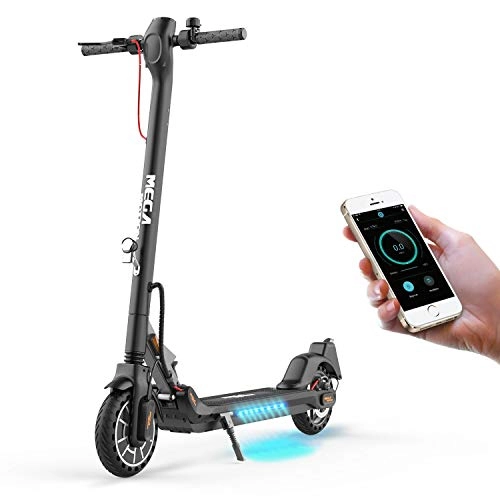 Electric Scooter : Mega Motion Foldable Electric Scooter with APP, Scooter Dual Skate Braking System for Adults (Black- FBA)