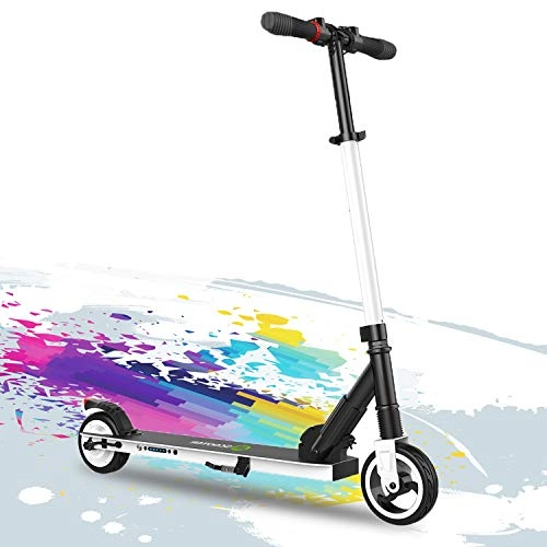 Electric Scooter : MJK Waterproof S1 Electric Scooters Folding Kids E-Scooter 250 W, up to 23 km / h, 3 Adjustable Height for Children White