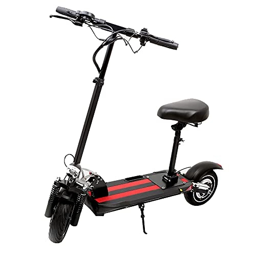 Electric Scooter : MKKYDFDJ Foldable Electric Scooter With Detachable Seat, Light Weight Portable Escooter For Adults And Young, Double Brake LCD Display Screen, 50 Km Range