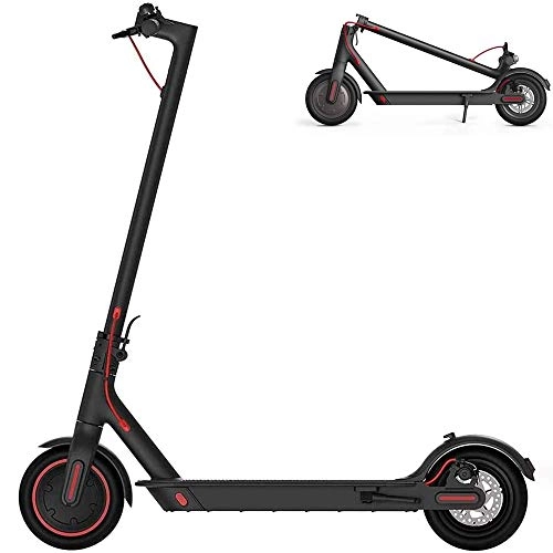 Electric Scooter : Motor Foldable Scooter, Mini Electric Car Adult Folding Scooter Front and Rear 8.5 Inch Pneumatic Tires Double Brake System Safety Tail Warning Light LED Lighting, Load Up To 75kg