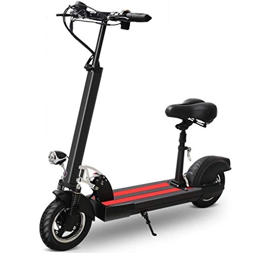 Electric Scooter : MU Electric Scooter, Adult Foldable Two-Wheeled Scooter 3 Speed Mode with Seat Cruise 500W Brushless Motor for Adults and Teenagers, Black