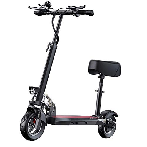 Electric Scooter : MYYINGELE Portable Folding Electric Scooter 10" Pneumatic Tires 500W Brushless Motor 3 Speed Modes Dual Disc Brake Max Speed 40KM / h LED Display 45KM Long Range Adult, Black