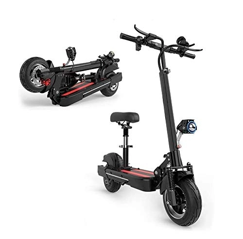 Electric Scooter : NA Portable Foldable Adult Electric Scooter 500W, 10-inch Flat Tire Hydraulic Shock-absorbing Aluminum Alloy 45km / h, 48V Lithium Battery, Maximum 150KM, Electric Scooter With Seat