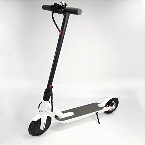 Electric Scooter : Portable Folding Commuting Scooter Offroad Electric Scooter Up To 25 Km / H With 8.5 Inch Solid Rubber Tires 350W Motor Lcd Display Screen Adults Super Gifts (White)
