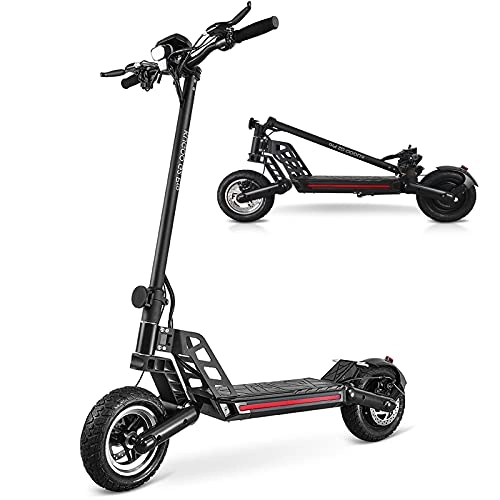Electric Scooter : Pure Electric Scooter for Adult 1000W, Foldable Aluminium Fast Electric Scooter with 10 in Vacuum Tire, 48V / 13-15AH Lithium Battery, 40KM Max Speed, 30-45 degree Max Climbing, Up to 40-45KM Range