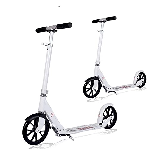Electric Scooter : QIXIAOCYB Portable Adult Teen Children Folding Kick Scooter Ultra-Lightweight Portable with Shock Absorbers Smooth，Aluminum Scooter Non-Electric Classic Scooter White (Color : White)