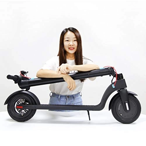 Electric Scooter : QWET Foldable Electric Scooter, With Led Display To View The Speed, Self-Repairing Tire Smart Scooter, Dc Charging Interface, Waterproof Disc Brake System, Black