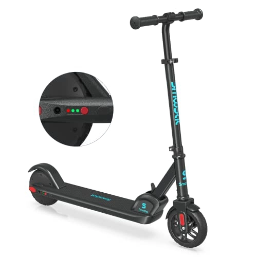 Electric Scooter : SmooSat E9 Electric Scooter for Kids, 130W Brushless Motor, Up to 10 mph, 2 Speed Modes, Visible Battery Level, Height Adjustable and Foldable for Kids Age 8 and Up (Black)