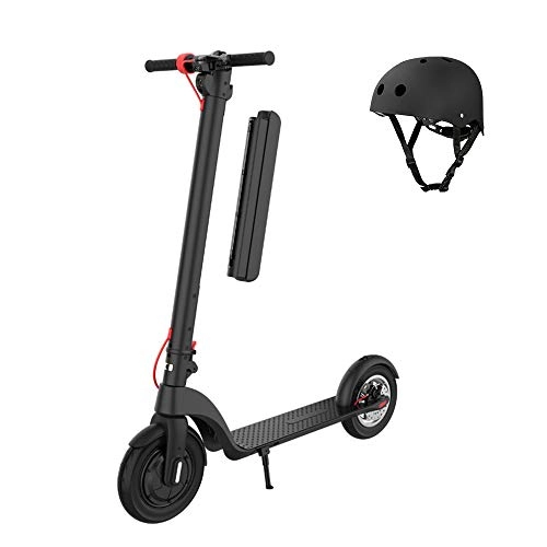 Electric Scooter : SSCYHT Electric Scooter for Adult with Helmet, 10" Tires, Powerful 350W Motor, Up To 15.5 MPH, 24.8 Miles Long-Range Battery, for Commute And Travel