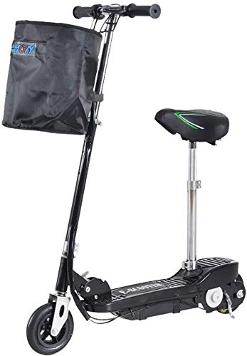Electric Scooter : TONGS Electric Bike Foldable Electric Scooter with Seat Student Adult Mini Two-Wheel Pedal Portable Battery Car Environmentally Friendly / Black