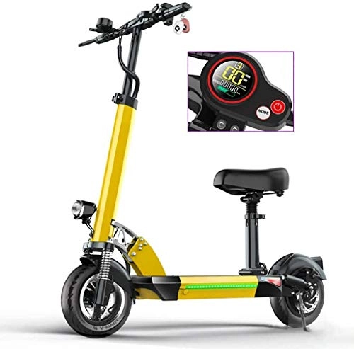 Electric Scooter : Xiaokang Electric Scooter LED Light, Fast Speed ​​55 Km / H 10 Inch E-Scooter, Folding And Adjustable Electric Scooter with Seat, Endurance 40 Km, Up To 200Kg Load Capacity